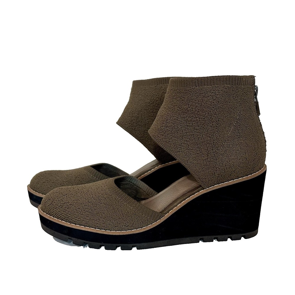 Eileen Fisher Alec Wedge Sandals‎ Brown Travel Comfort Heel Resort Cruise Size 9